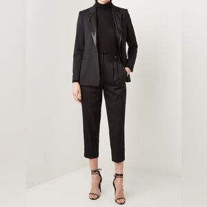 NWT Reiss Stanton Black Tapered Front Tab Dress Pants